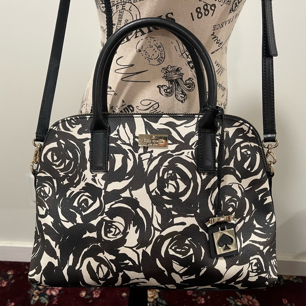 Kate Spade Black and White Floral Satchel
